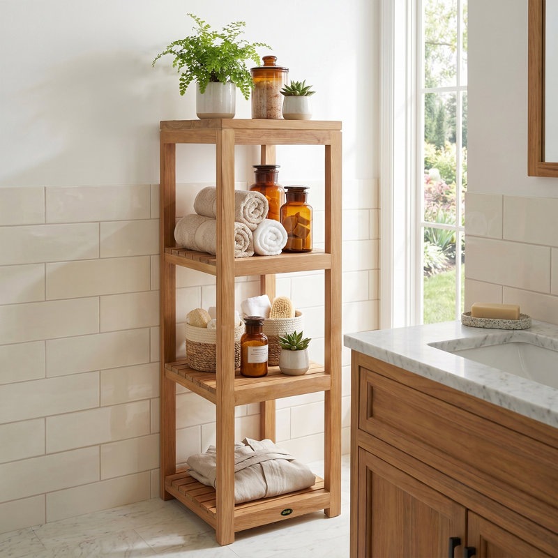 Teak Bathroom Shelves