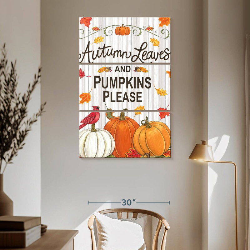 Yarlin Rustic Autumn Leaves And Pumpkins Please, 65" H x 42" W