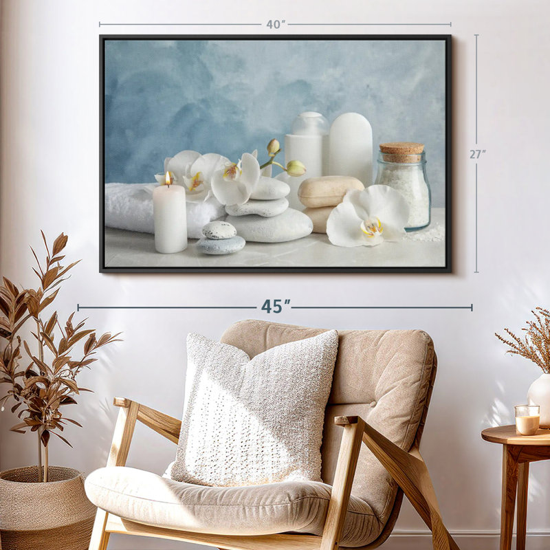 White Spa Essentials Canvas Print, 27" H x 40" W