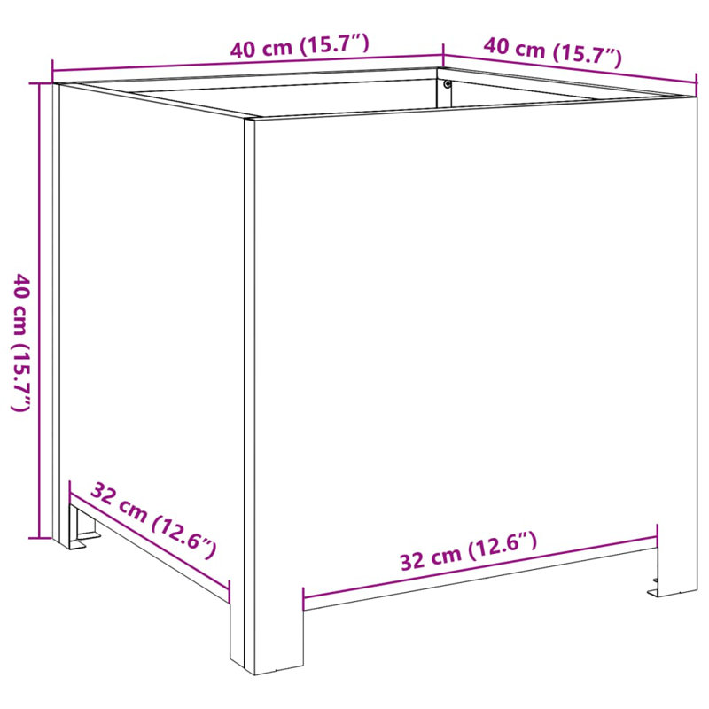 Planter Box, Galvanised Steel, 40cm H x 40cm W x 40cm D