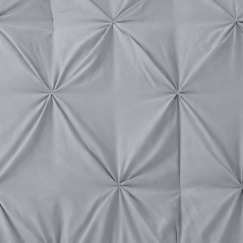 Microfiber Pintuck Duvet Cover Set – 2 Pillowcases, Single Duvet Cover + 1 Standard Pillowcase, Silver