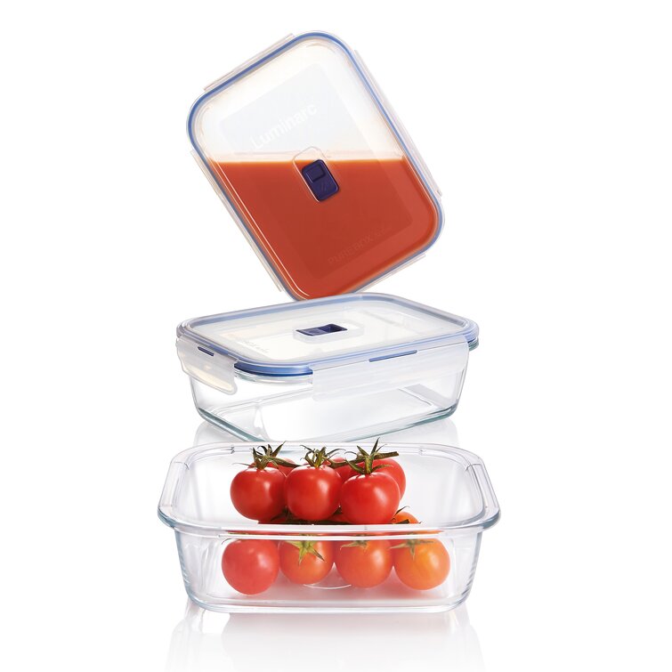 Luminarc Pure Box Active 6-Piece Food Storage Rectangle 5.1 Cup Set, Container, Clear