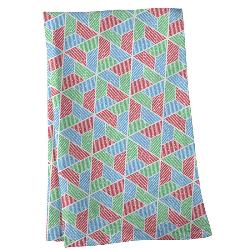 Serviette à thé trapézoïdals Mcguigan, Polyester sergé, Bleu / Rouge