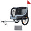 Grande remorque à vélo pliante pour chiens - transporteur tout-terrain d'une capacité de 100 lb, structure en acier durable pour le cyclisme, le jogging, le camping et les aventures en plein air, gros pneu noir-gris de 20 1/8 de largeur, tapis supplémentaire à l'intérieur
