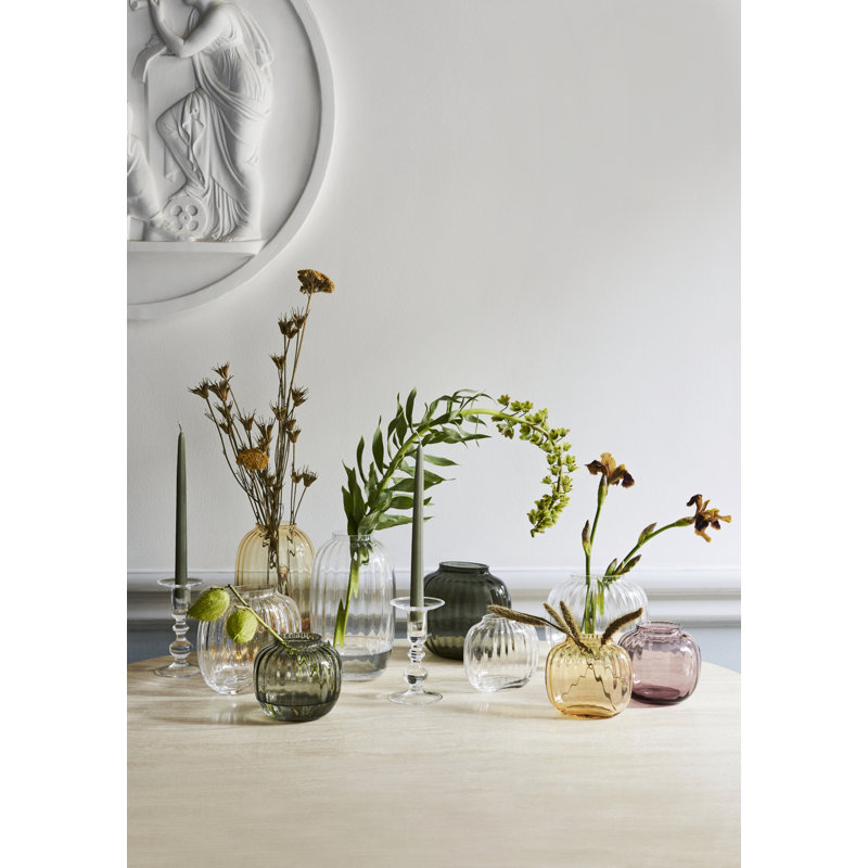 Vase de table en verre fait à la main Primula, Transparent, H 6,9 po x l 7,7 po x P 7,7 po