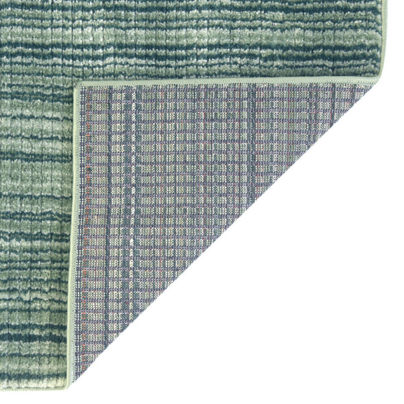 Tapis vert / gris à rayures Osteen, Green, Rectangle 7 pi 3 po x 10 pi