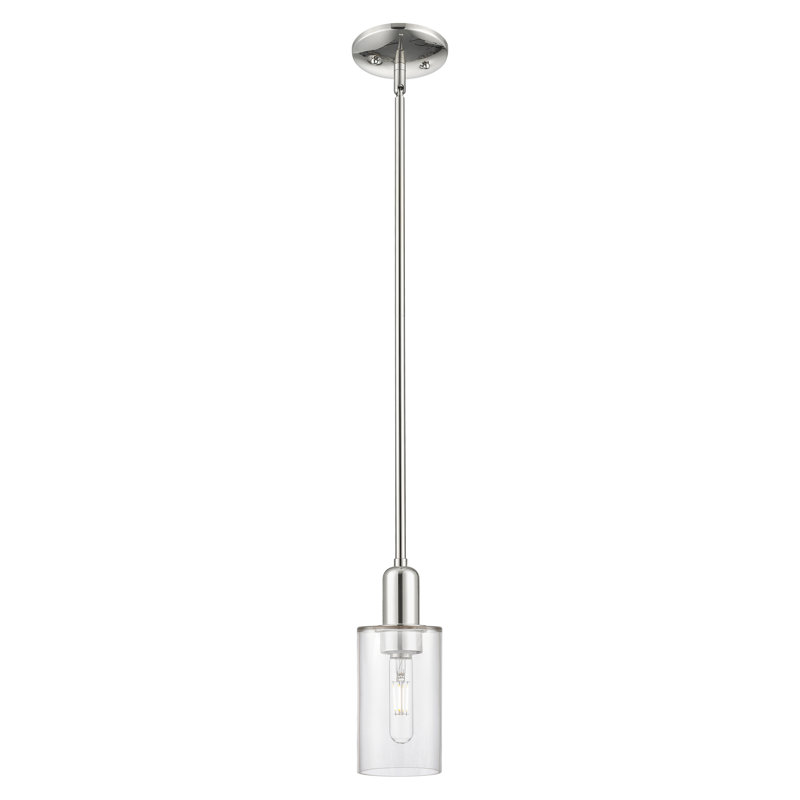 Arcadia - Alyssha - 1 Light 4" Stem Hung Mini Pendant, Polished Nickel, Clear