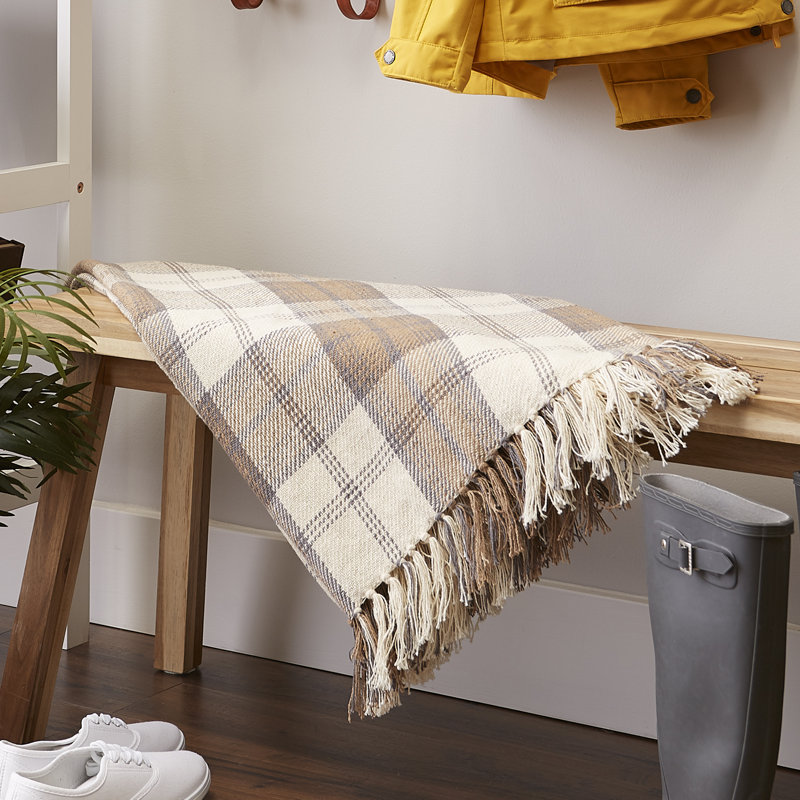 Black and Off-White Plaid Cotton Throw Blanket