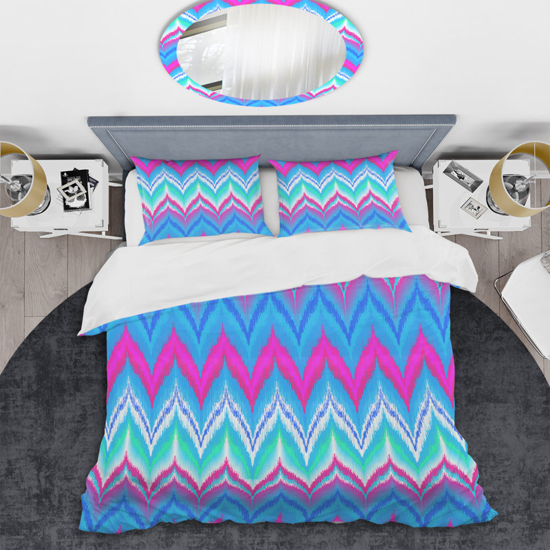 Multicolor Abstract Pattern - Abstract Duvet Cover Set - Microfiber Polyester, King Duvet Cover + 2 King Shams