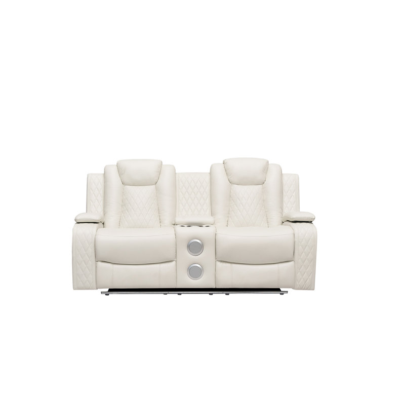 Nikoleta 75.2'' Faux Leather Power Reclining Loveseat, White