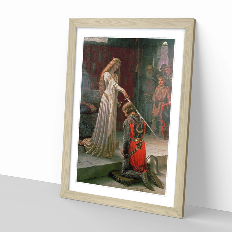 The Accolade by Edmund Leighton - Single Picture Frame Painting on Wood, Oak