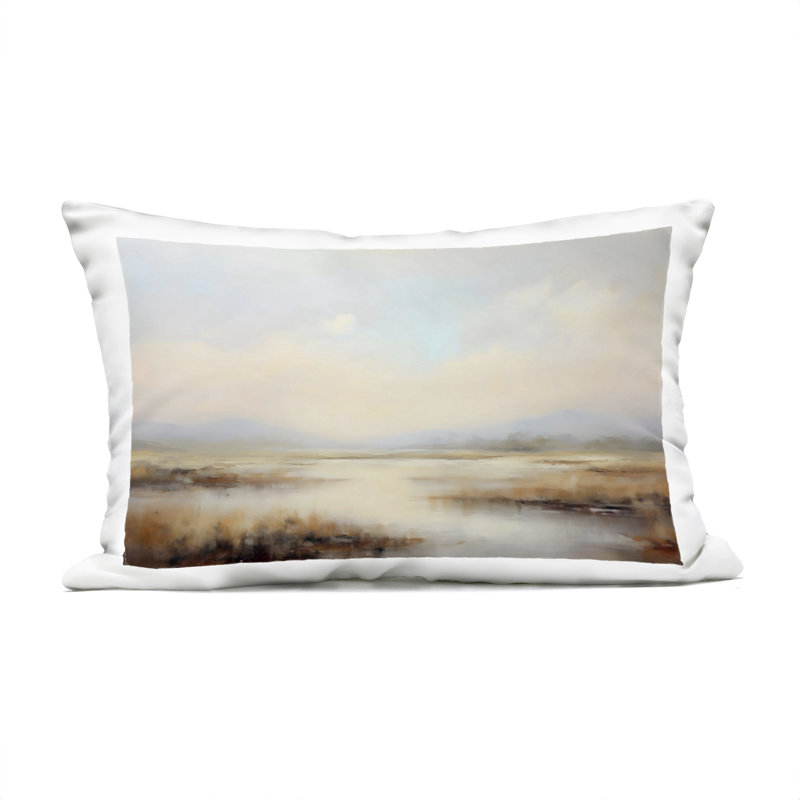 Coussin Misty Wetlands Landscape, Rectangle H 14 po x l 20 po, Paysage gris