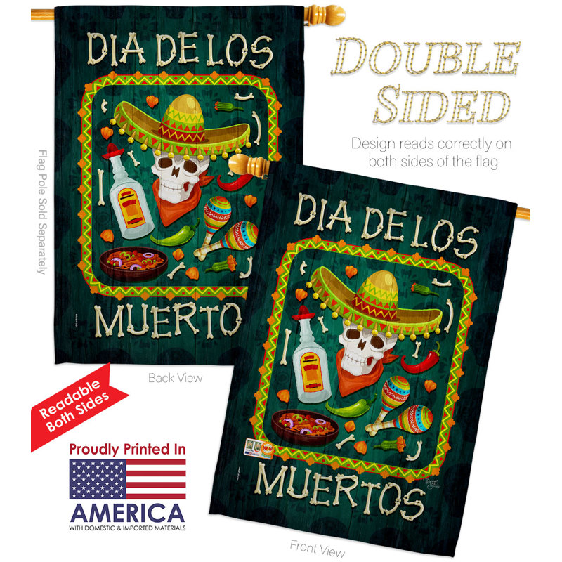 Drapeau de maison en polyester à 2 faces Calavera