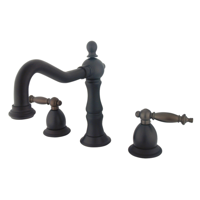 Robinet pour salle de bain espacé avec drain escamotable en laiton Heritage, Bronze huilé