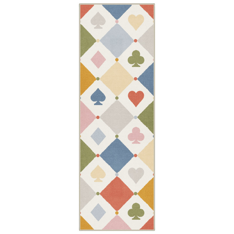 Tapis d'intérieur géométrique multicolore lavable à la machine avec envers antidérapant, Tapis de couloir 2 pi 3 po x 6 pi