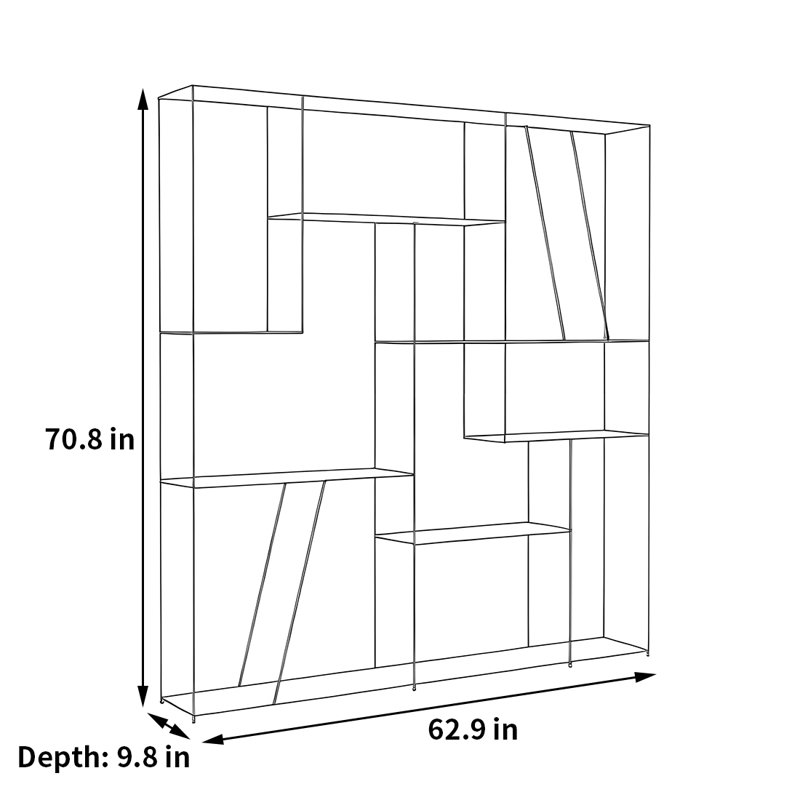 Bibliothèque simple et accrocheuse, (7 tablettes) H 70,8 po x l 62,9 po x P 9,8 po, Vert