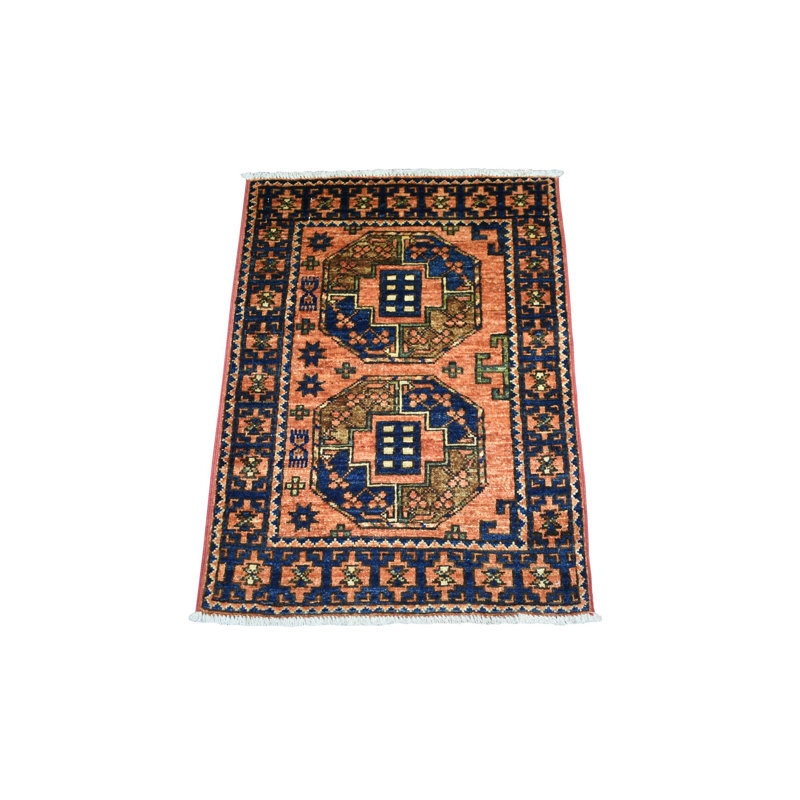 Tapis oriental rectangulaire en laine orange noué à la main 2 pi 1 po x 3 pi 0 po - MOA10270658