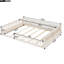 Lit plateforme beige avec garde-corps et coussin confortable - Structure pleine grandeur en bois massif-1944593244
