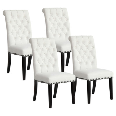 Tufted Upholstered Beige Parsons Chair
