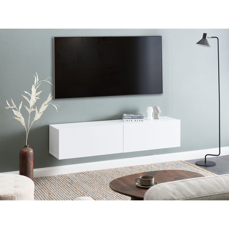 Wall Mounted TV Stand GLADSTONE, White, 30cm H x 140cm L x 40cm W