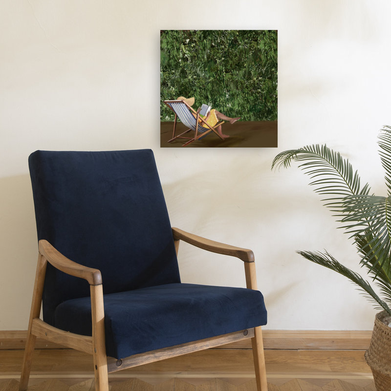 «Reading In The Garden Peaceful Serene Tranquil Nature Summer», art mural, 18" H x 18" W