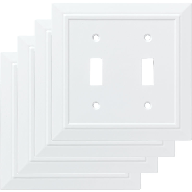 Classic Architecture Antimicrobial 2-Gang Decorator Wall Plate, Anti-Microbial Pure White