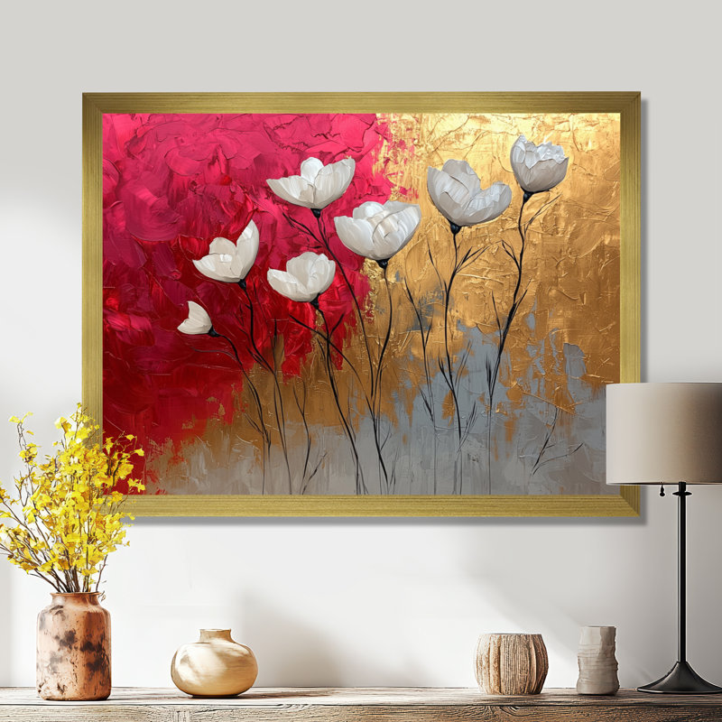 Luman - Floral Large Wall Art, H 24 po x l 32 po, Picture Framed, Doré