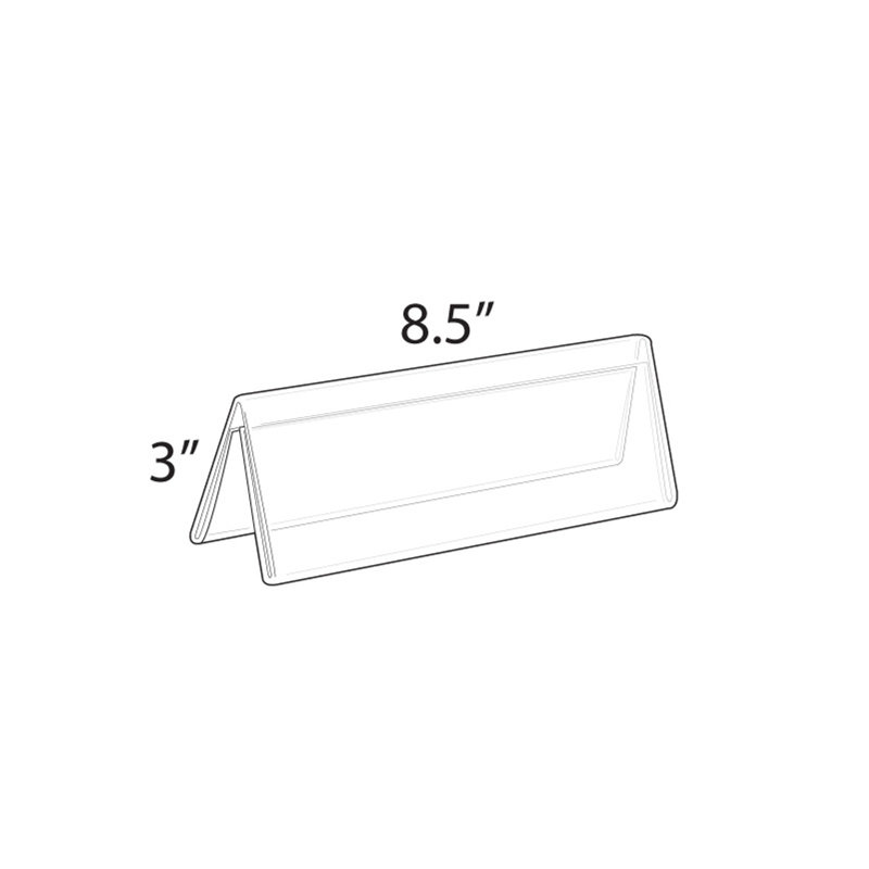 Porte-affiche et plaque signalétique en acrylique transparent à deux côtés de style tente, paquet de 10, L 8,5 po x H 3 po