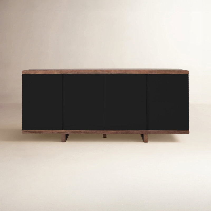 Modern Brazilian 71'' W Solid Wood Sideboard, Nogal/Black