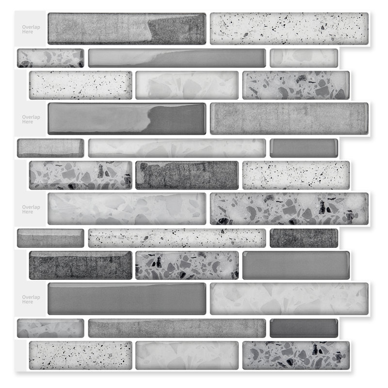 Carrelage mural auto-adhésif en pierre gris l 12 po x L 12 po (ensemble de 10), Gris