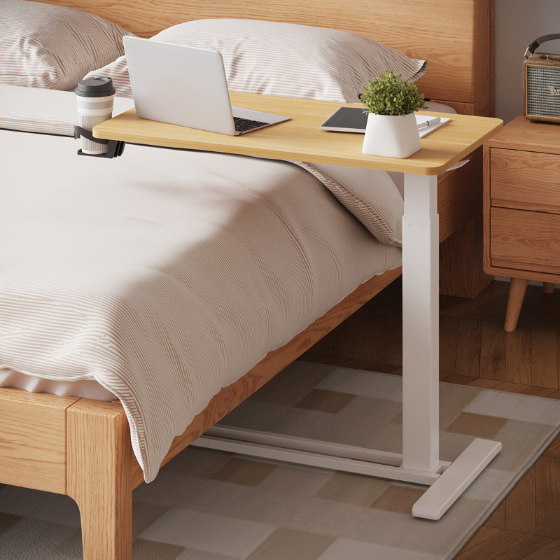 Table de lit réglable et mobile Kristee avec roulettes cachées, H 40,5 po x l 31,5 po x P 17,7 po, Érable