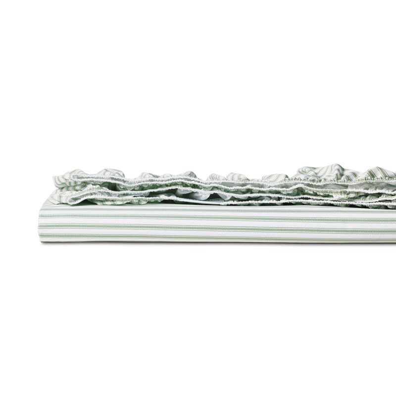 Blass Ticking Egyptian Cotton Percale Striped Fitted Sheet, Leaf, Full Fitted Sheet