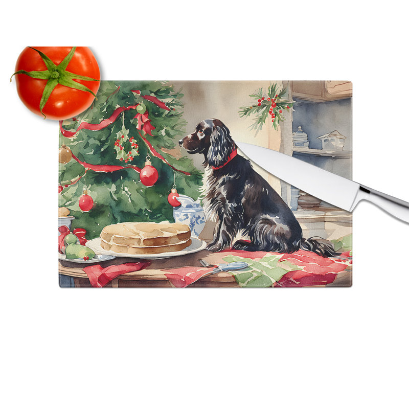 Boykin Spaniel Christmas Cookies Glass Cutting Board