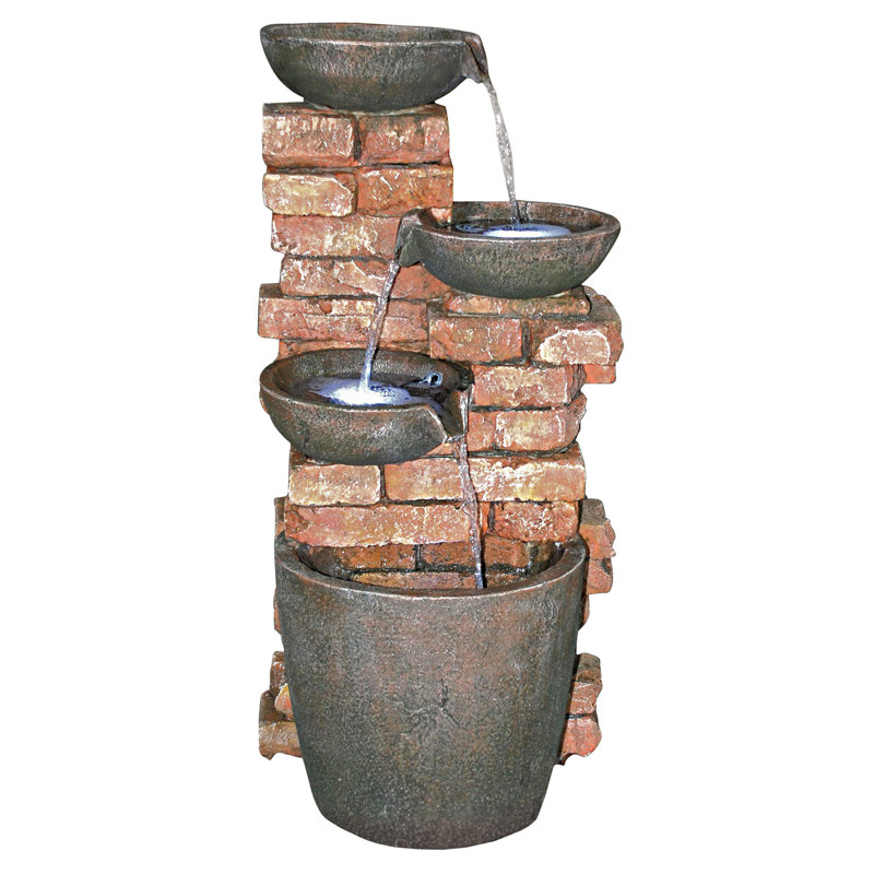 Handcrafted Indoor Outdoor Weather Resistant Cascade Fountain with Lights