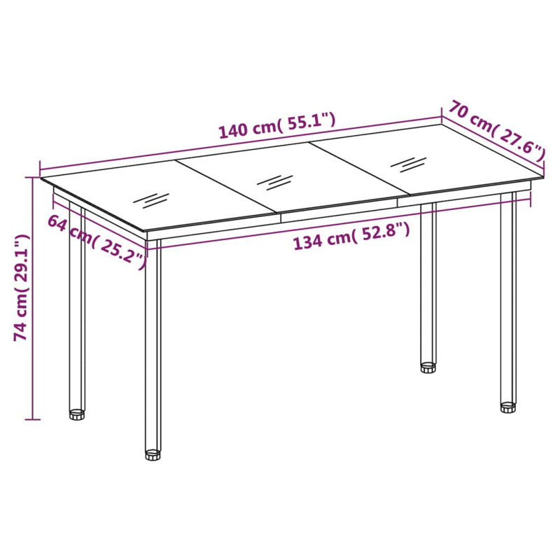 Ensemble repas rectangulaire avec coussins, 78.7", Gris clair, 6