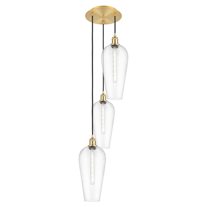 Luminaire suspendu 3 lumières Ballston - Chelsea, Satin Gold, Clair