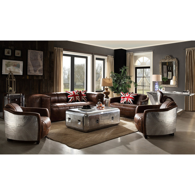 Cuir brun confortable avec 40 coussins en mousse, 2, sans assemblage, dossier moderne