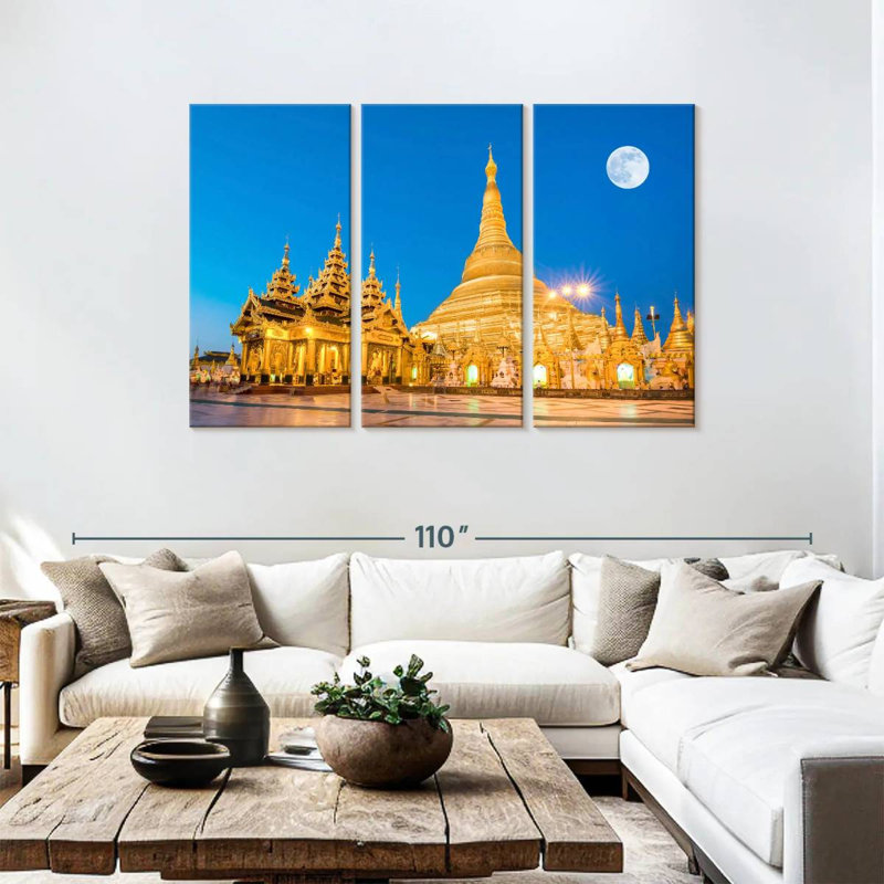 Shwedagon Buddhist Temple, 48" H x 74" W