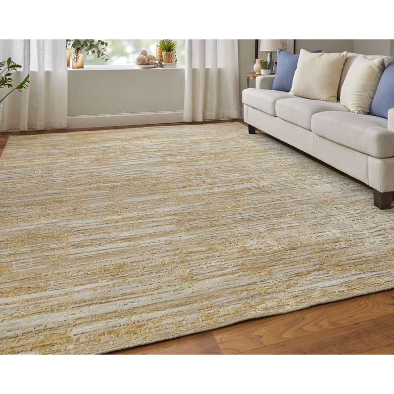 Eastfield Abstract Area Rug in Brown/Gold/Ivory, Rectangle 3' x 5'