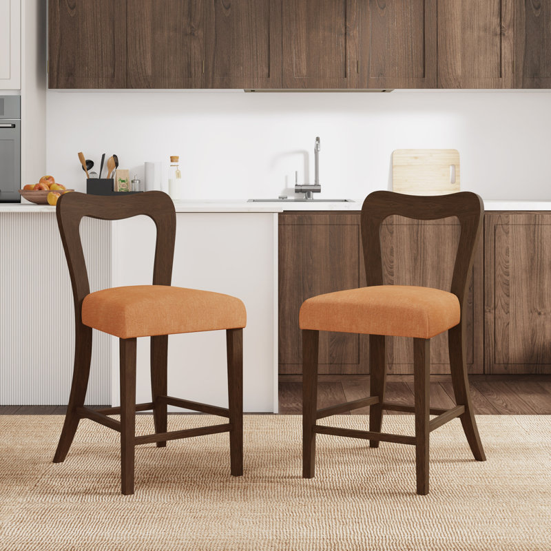 Ensemble de 2 tabourets de comptoir sans accoudoirs, Noyer, Caramel