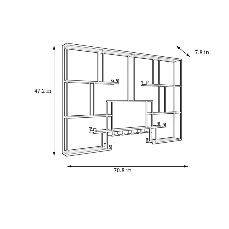 Porte-bouteilles mural simple L, Doré, H 47,2 po x l 70,8 po x P 7,8 po