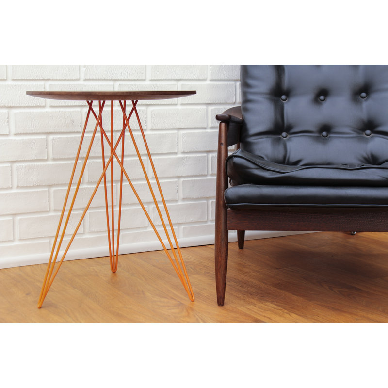 Hudson Solid Wood Top End Table, Orange, Walnut