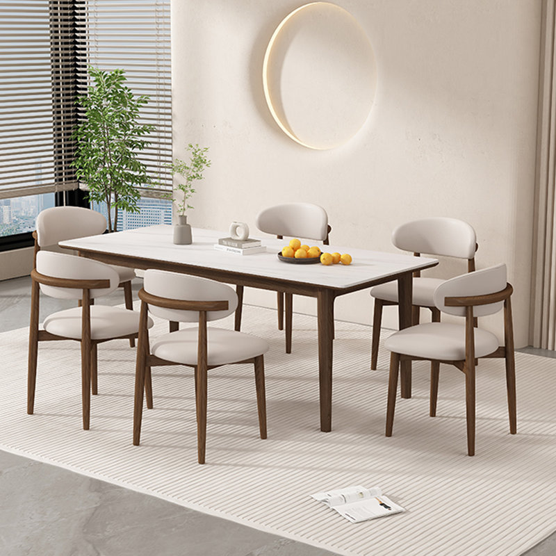 Sintered Stone tabletop Solid Wood Dining Table, 29.53”H x 70.87”L x 35.43”W