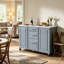 Îlot de cuisine à roulettes gris de 129 cm (50,7 po) avec comptoir rabattable, armoire à poubelle inclinable, organisateur coulissant, 2 tiroirs et 1 porte d'armoire-71908934