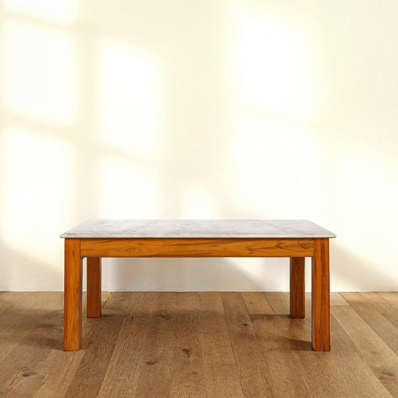 Elliot Rectangular Teak and Marble Coffee Table