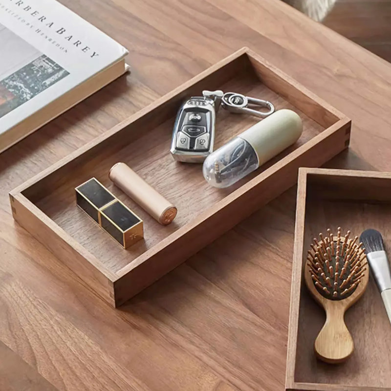 Acacia Wood and Black Metal 6-Piece Bathroom Accessory Set