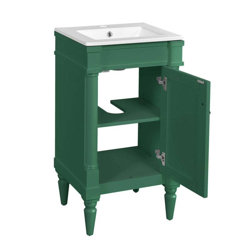 Meuble-lavabo moderne de 18 pouces avec lavabo, Vert
