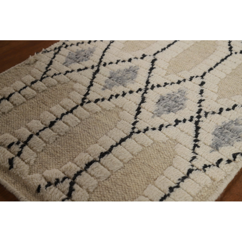 Tapis indien à motif géométrique treillis 2x3