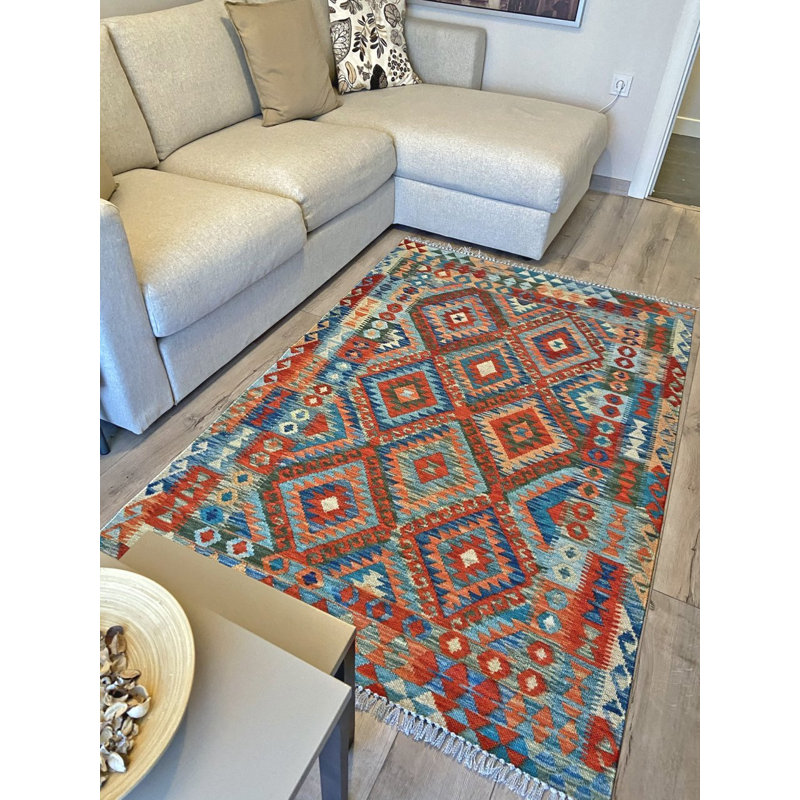 Tapis en coton multicolore, Rectangle 3 pi 11,24 po x 5 pi 10,87 po