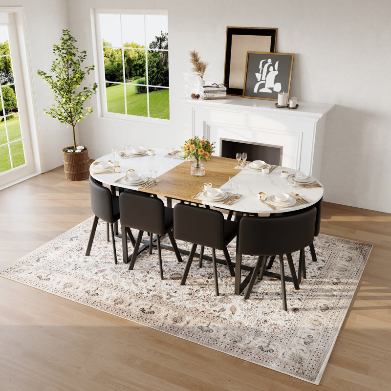 Ensemble de table de salle à manger 9 pièces, ensemble de table moderne pour les réunions de famille, la maison et la salle à manger
